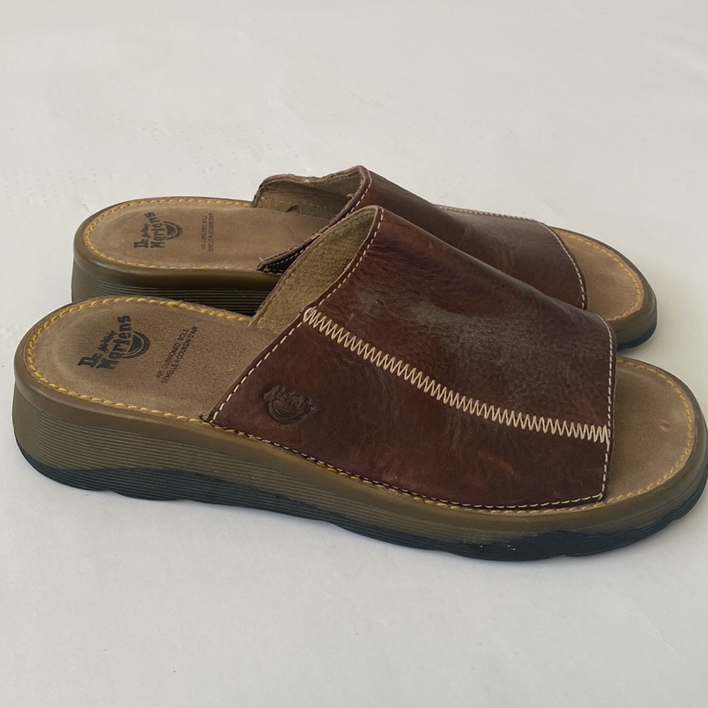 Dr. Martens Women's Brown Air Wair Leather Slide Sandals 5A55 0200217627 Vintage